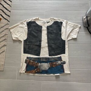Disney Parks Star Wars Han Solo Vest Costume T-Shirt Front/Back Printed Size XL